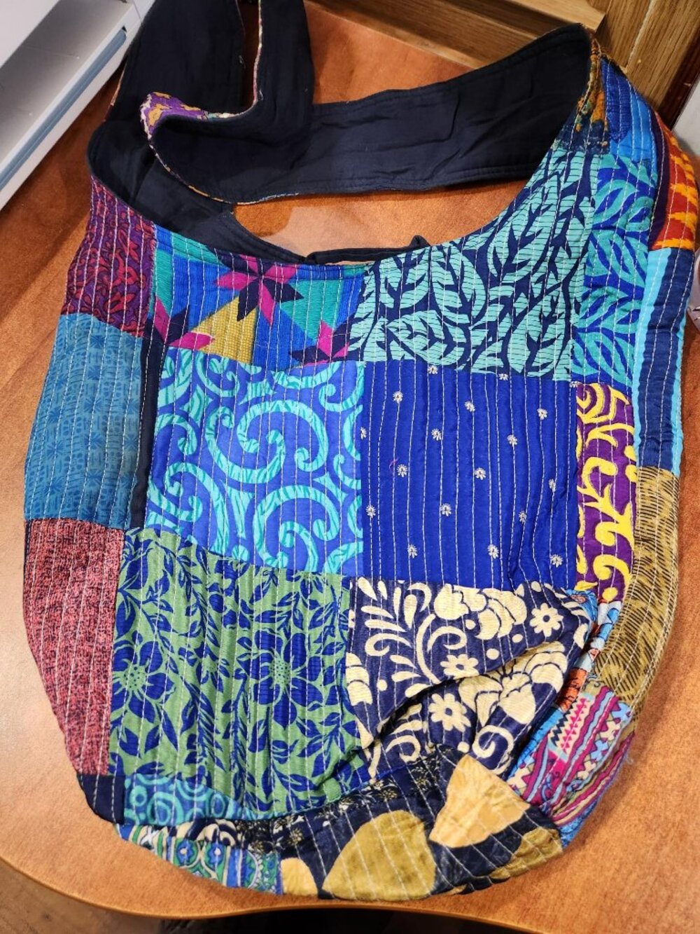 Mexicali Blues Patchwork Recycled Sari Silk Shoulder Bag Boho Hobo Tote